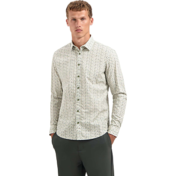 Shirt Stretch Allover Printed Dark Green