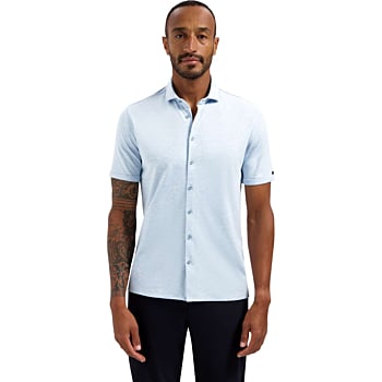 Shirt Short Sleeve Melange Jersey Blue