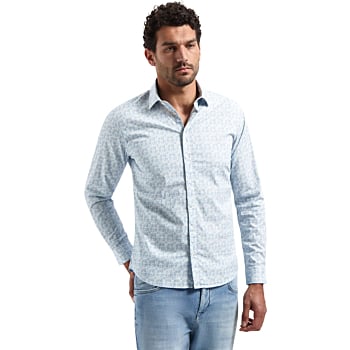 Shirt Stretch Allover Printed Blue
