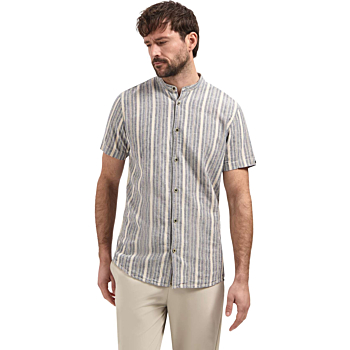 Shirt Short Sleeve Yarn Dyed Dobby Blue