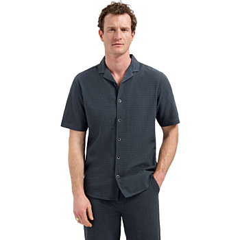Shirt Short Sleeve Jacquard Uni Dark Steel