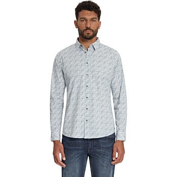 Shirt Stretch Allover Printed Dusty Blue