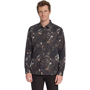 Shirt Allover Printed Satin Weave Black