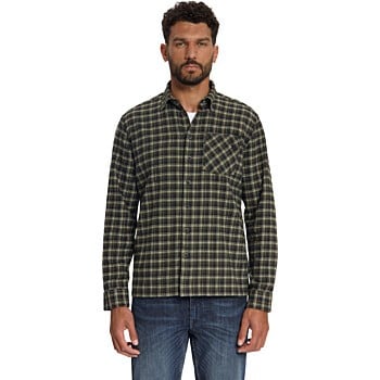 Shirt Yarn Dyed Check, Twill Weave Moss
