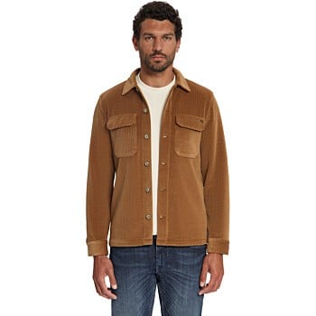 Overshirt Full Button Rib Sweat Caramel