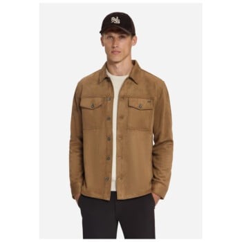 Overshirt Full Button Suede Caramel