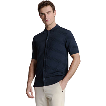 Pullover Short Sleeve Full Button P Deep Blue