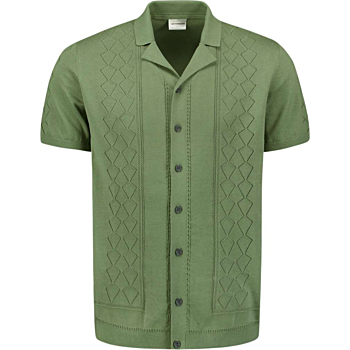 Pullover Short Sleeve Full Button P Green