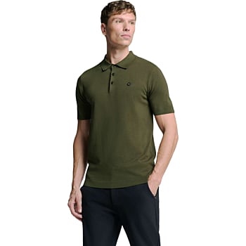 Pullover Short Sleeve Polo Button S Dark Moss