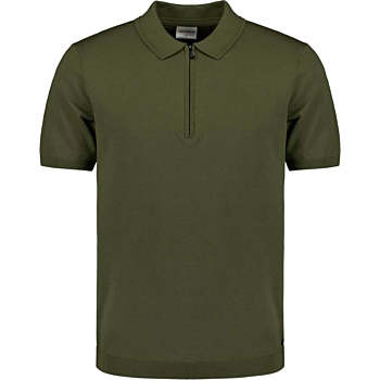 Pullover Short Sleeve Polo Zip Soli Dark Moss