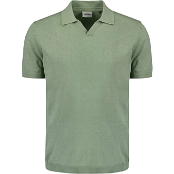 Pullover Short Sleeve Polo V Solid Green