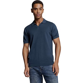Pullover Short Sleeve Polo V Solid Deep Blue