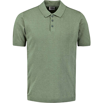 Pullover Short Sleeve Polo Button S Green