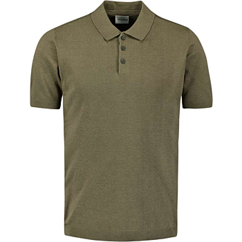 Pullover Short Sleeve Polo Button S Dark Moss