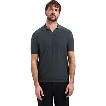 Pullover Short Sleeve V-Polo Slub Dark Steel