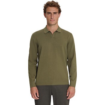 Pullover Polo V Melange Moss