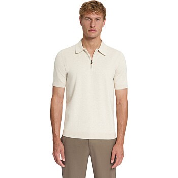 Pullover Short Sleeve Polo Zip Mela Stone