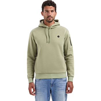 Sweater Hooded Brushed Light Moss