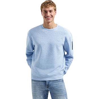Sweater Crewneck Bonded Melange Blue