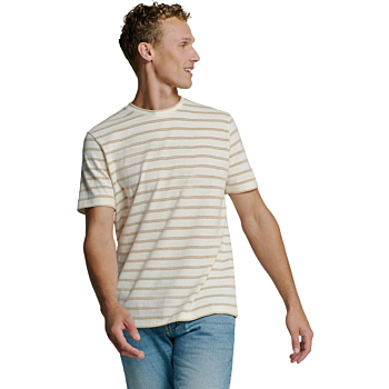 T-Shirt Crewneck Jacquard Stripes Offwhite