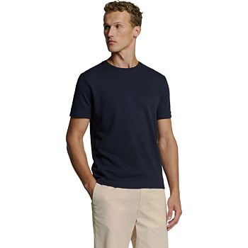 T-Shirt Crewneck Solid Relief Jacqu Deep Blue