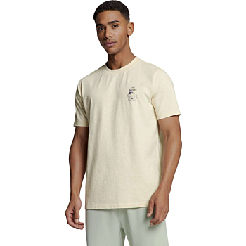 T-Shirt Crewneck Slub Placed Prints Offwhite