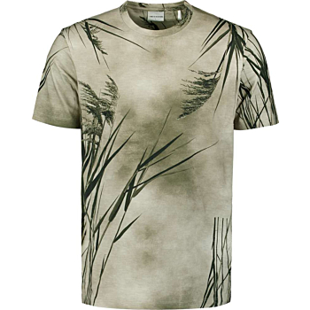 T-Shirt Crewneck Slub Allover Print Offwhite