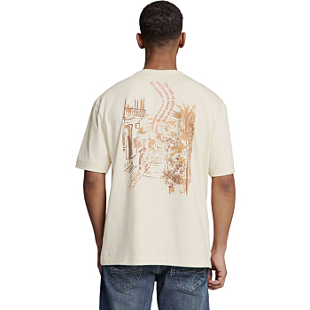 T-Shirt Crewneck Melange Placed Pri Offwhite
