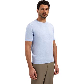 Pullover Short Sleeve Crew Neck Mel Blue