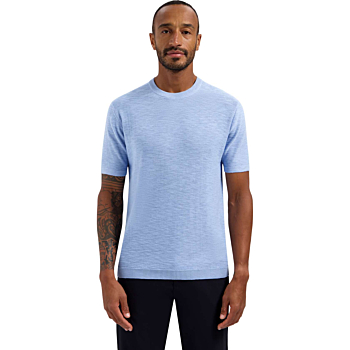 Pullover Short Sleeve Crew Neck Slu Blue