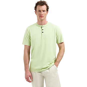 T-Shirt Granddad Half button Melang Green