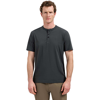 T-Shirt Granddad Half button Melang Dark Steel