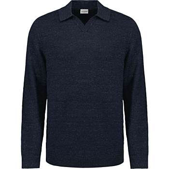 Pullover Polo With Linen Deep Blue