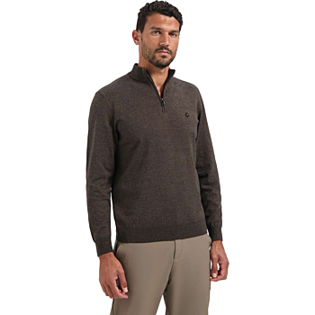 Pullover Half Zip 2 Coloured Melang Taupe