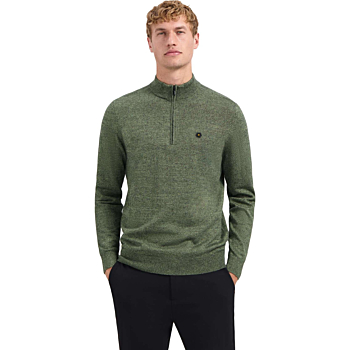 Pullover Half Zip 2 Coloured Melang Light Moss