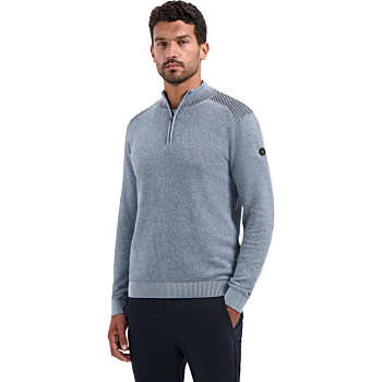 Pullover Half Zip Plated Structure Dusty Blue