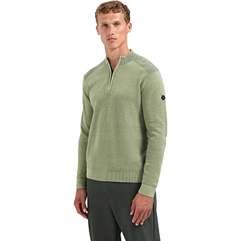 Pullover Half Zip Plated Structure Light Moss