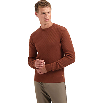 Pullover Crewneck Jacquard Solid Terra