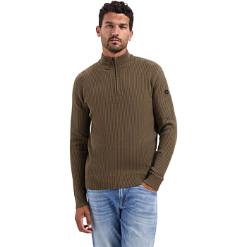 Pullover Half Zip rib variation Taupe