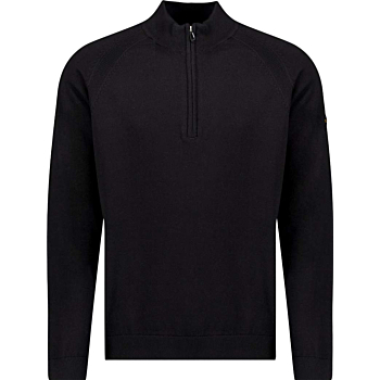 Pullover Half Zip High Collar Solid Black