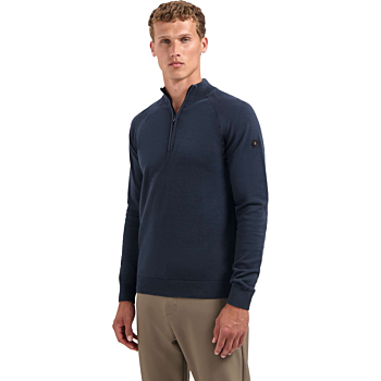 Pullover Half Zip High Collar Solid Night