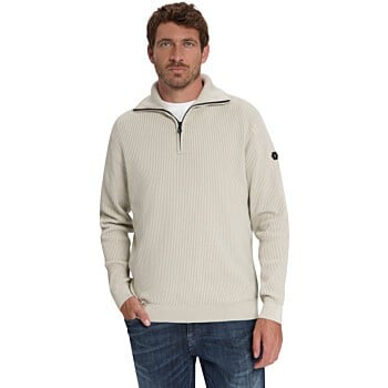 Pullover Half Zip Wing Collar Tuck Stone