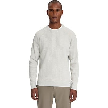 Pullover Crewneck Tuck Stitch Light Grey Melange