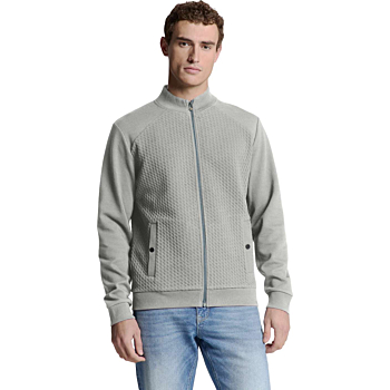 Sweater Full Zipper Jacquard Mix Grey Melange
