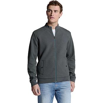 Sweater Full Zipper Jacquard Mix Dark Steel