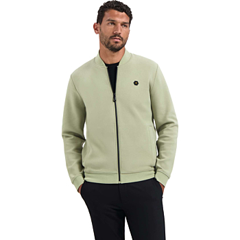 Sweater Full Zipper Pique Bomber Light Moss