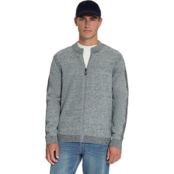 Cardigan Full Zip 2 Color Plated He Grey Melange