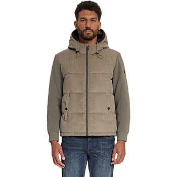 Jacket Corduroy Knitted Mix Hooded Mud
