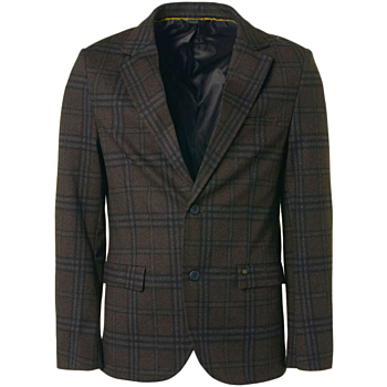 Blazer jersey stretch check coffee