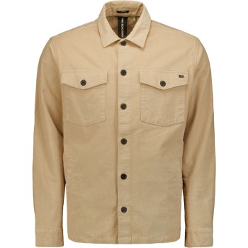 Overshirt button closure structure stone